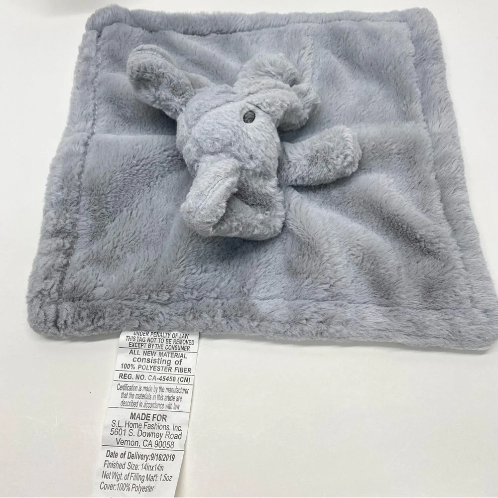 Gray Elephant Lovey Baby Security Blanket By SL Home Fashion Baby Toy Plush Soft
